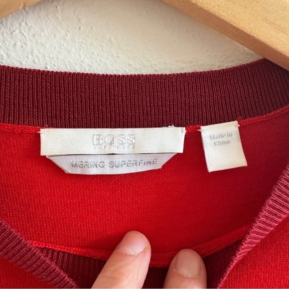 Hugo Boss Virgin Wool Color Block Fine Knit Sweater Size S - Picture 2 of 10